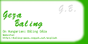 geza baling business card